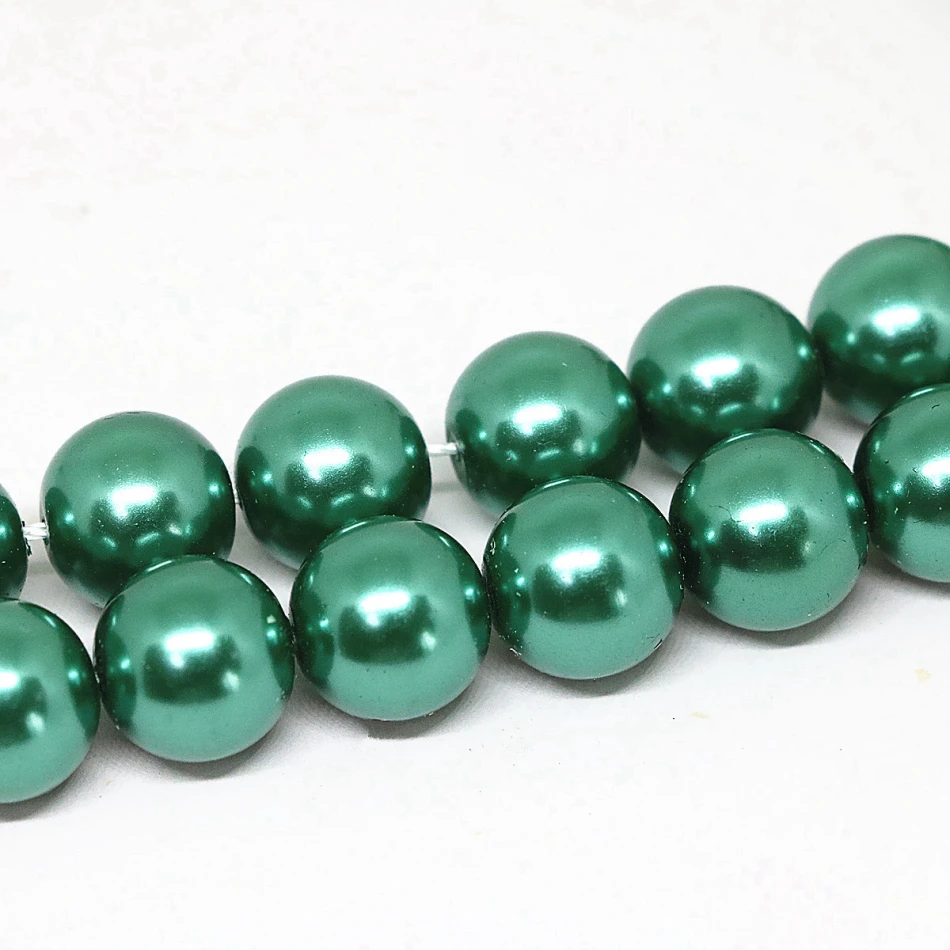 Pretty Peacock Green 4-14mm Round Imitation Shell Pearl Vintage Fit For Diy Elegant Necklace Bracelet Loose Beads 15inch B1607