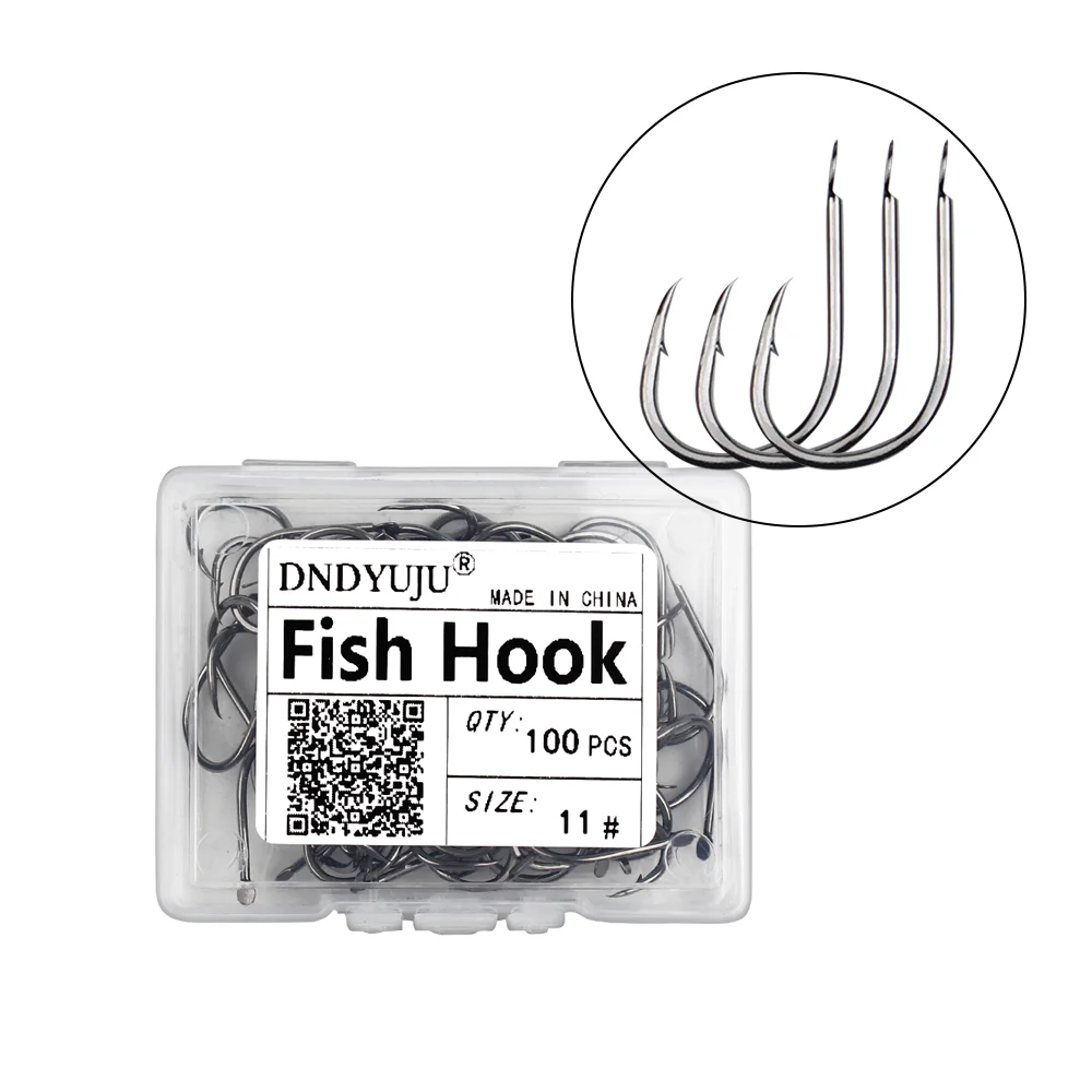 DNDYUJU 100Pcs/Box (Size3-12)Fishing Hooks Set Barbed Single Circle Carp Hook High Carbon Steel Fishing Accessories