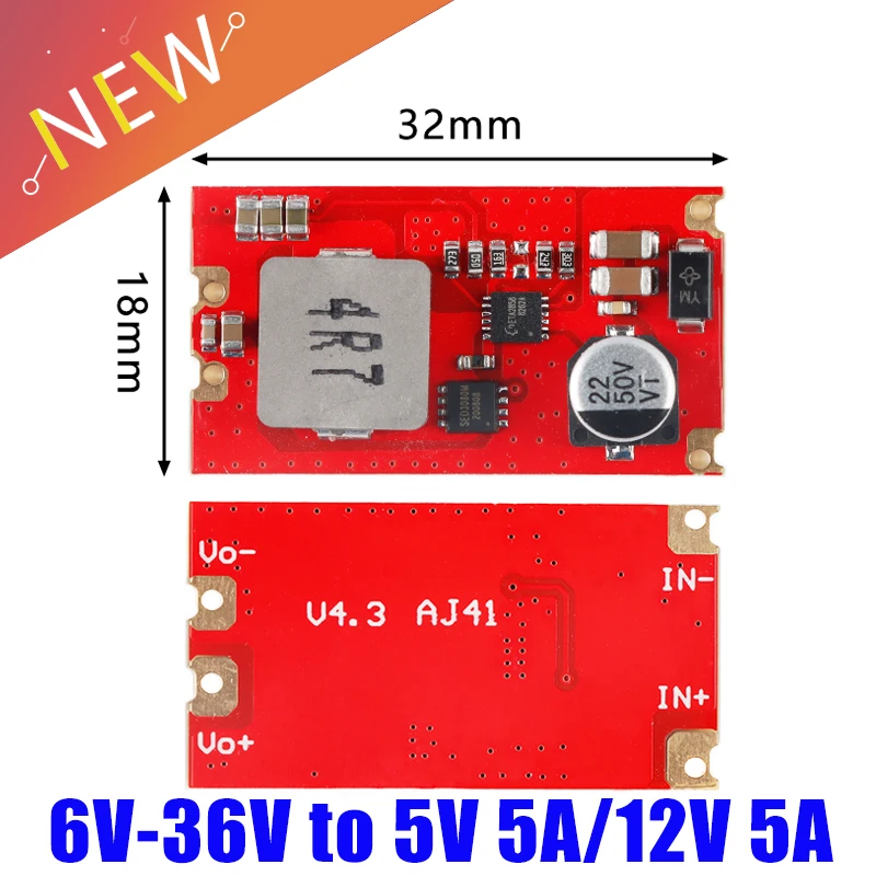 DC-DC step-down power supply module 6V-36V to 5V 5A/12V 5A high current synchronous rectifier voltage stabilizer