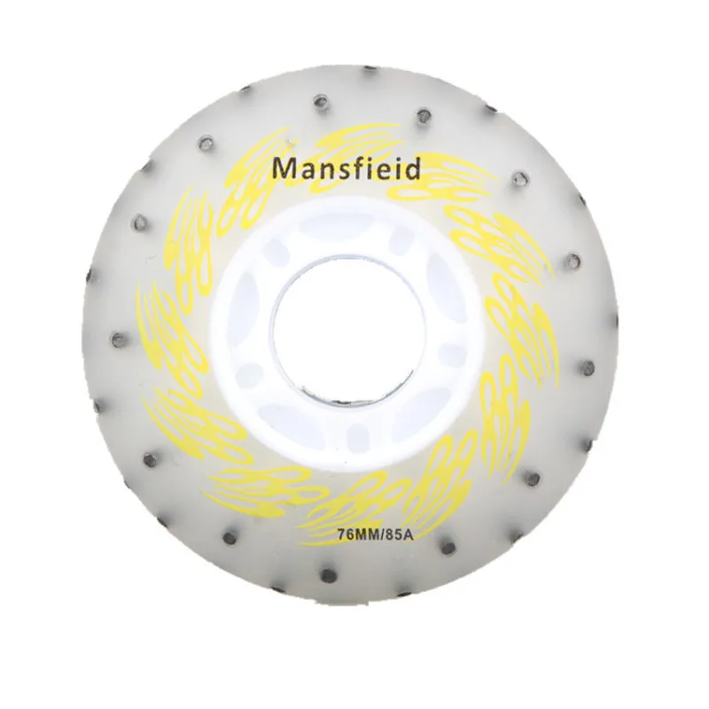 85A 72mm White Light LED Skates Wheel with 52 firestones Inline Skating Tire Flash Shine Roads Magnetic Core 52 Spark Flint 4pcs