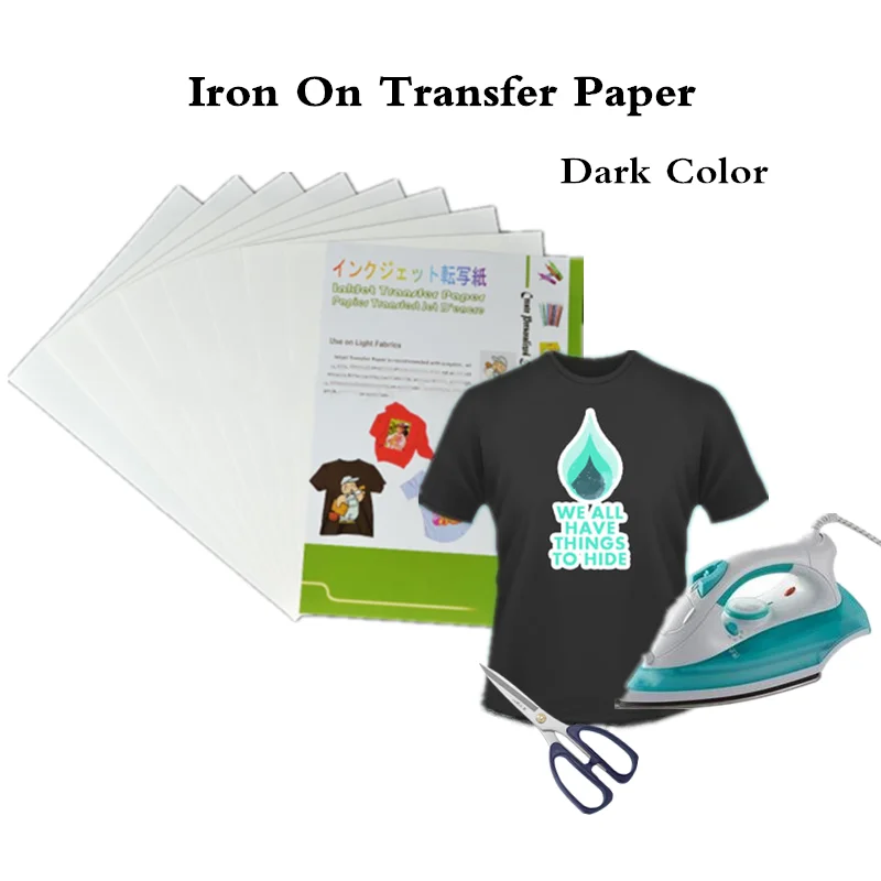 Imagem -03 - Folhas de Papel de Impressão de Transferência Térmica de Calor Personalizadas Tamanho a4 Ferro-no Escuro da Camisa de t do Inkjet Imprimível no Papel das Transferências