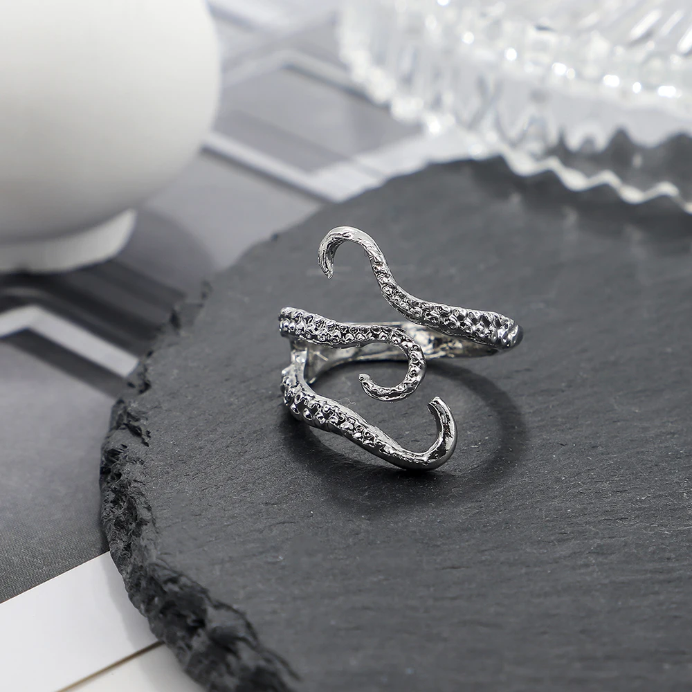 Creative Octopus Tentacle Alloy Ring Fashionable Men's And Women's Wrap Pattern Adjustable Ring Jewelry