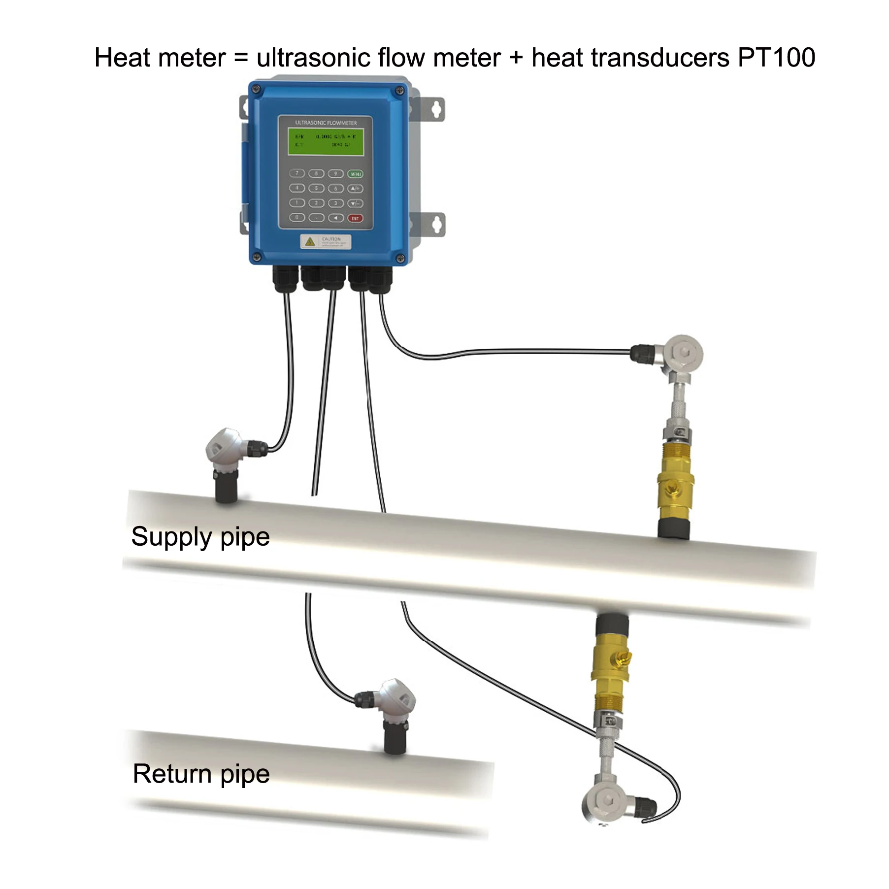 

Insertion Type Ultrasonic Flowmeter energy meter heat meter TUF-2000B DN50-6000mm pt100 temperature sensor