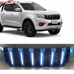 FRONT RACING GRILLS MASK WITH LED DRL FOR NAVARA NP300 ACCESSORIES FRONT GRILLE GRILLS ABS MATTE BLACK FIT FOR NAVARA NP300 2015