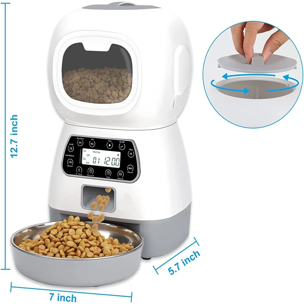 3.5L Automatic Pet Feeder Smart Food Dispenser For Cats Dogs Food Feeding Stainless Steel Bowl Auto Pet Feeding Supplies