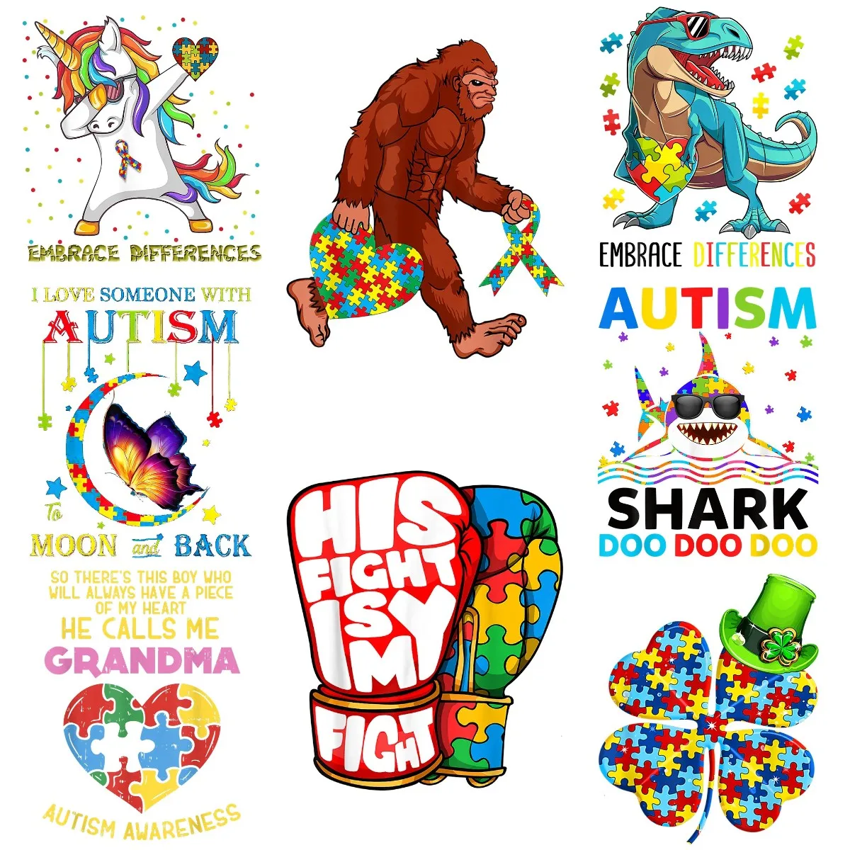 Autistic Iron On Pathes Thermo Stickers Heat Transfer DIY Washable Top Iron on Patches Termoadhesivos Para Ropa Clorhing Sticker