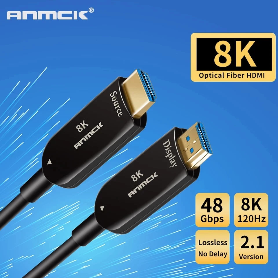 2023 Navceker 8K HDMI 2.1 Optical Fiber Cable 4K@60Hz HDMI Cable 2.1 48Gbps HDMI 2.1 Cable 5M 10M UHD HDMI 2.1 8K For Monitor