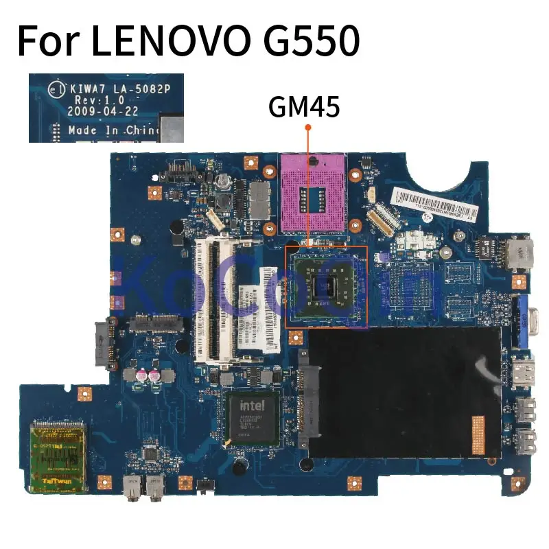 For LENOVO Ideapad G550 GM45 Notebook Mainboard KIWA7 LA-5082P DDR3 Laptop Motherboard