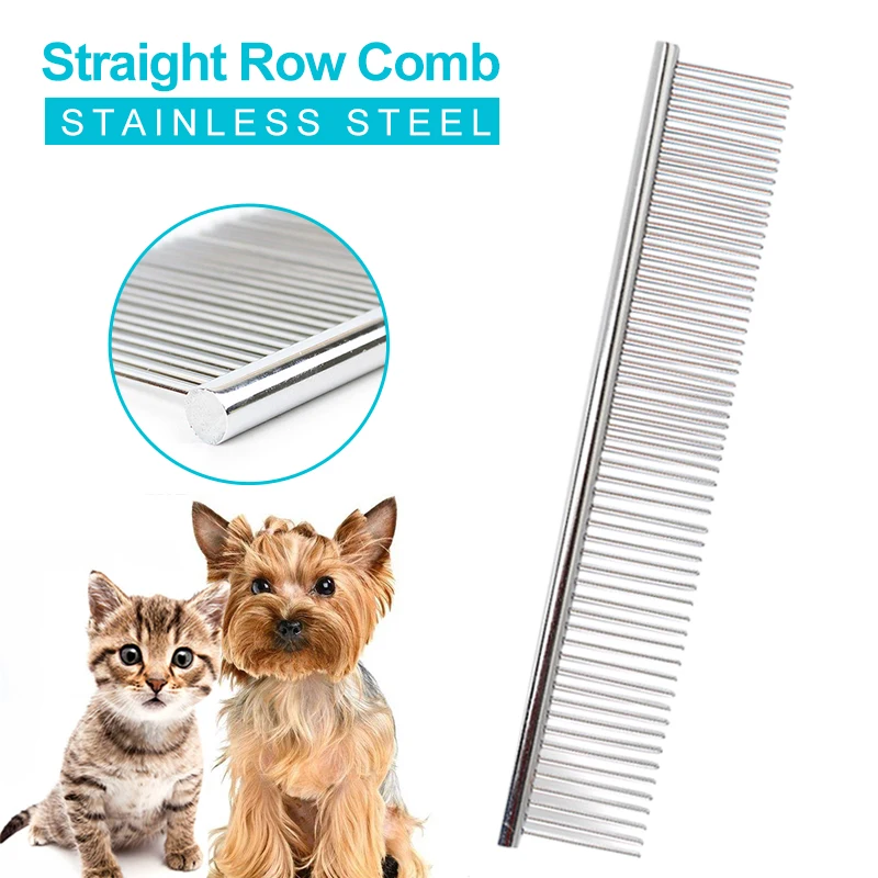 Stainless Steel Dog Cat Comb Straight Row Comb Anti Static Pet Hair Trimmer Combs Hair Removal Cleaning Beauty Tool Pet Supplies