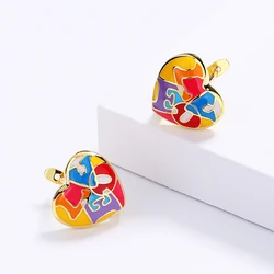 Newest Fashion Colorful Heart Shape Earring 925 Silver For Ladies Love Shape Birthday Party Engagement Jewelry Gift