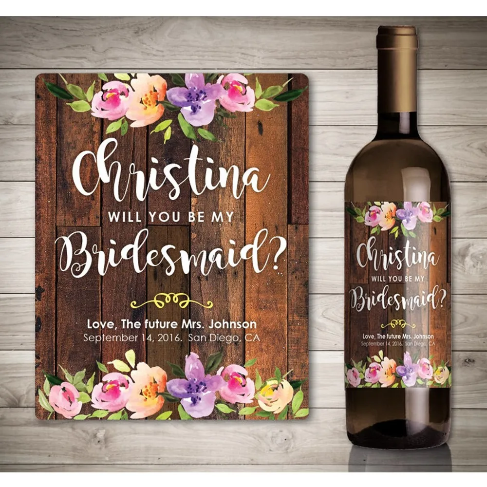 Customized Wedding Wine Stickers, Wine Bottle Label, Personalized Engagement Gift, Couple Gift, Bridesmaid Proposal Gift