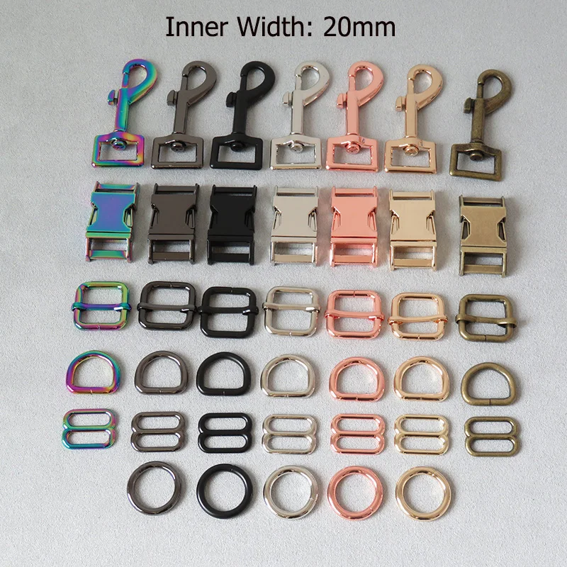 

20Pcs 20mm Metal D Ring Buckle Adjuster Hook Clasp For Paracord Bag Straps DIY Accessory Belt Loop Pet Dog Collar Leash Hardware