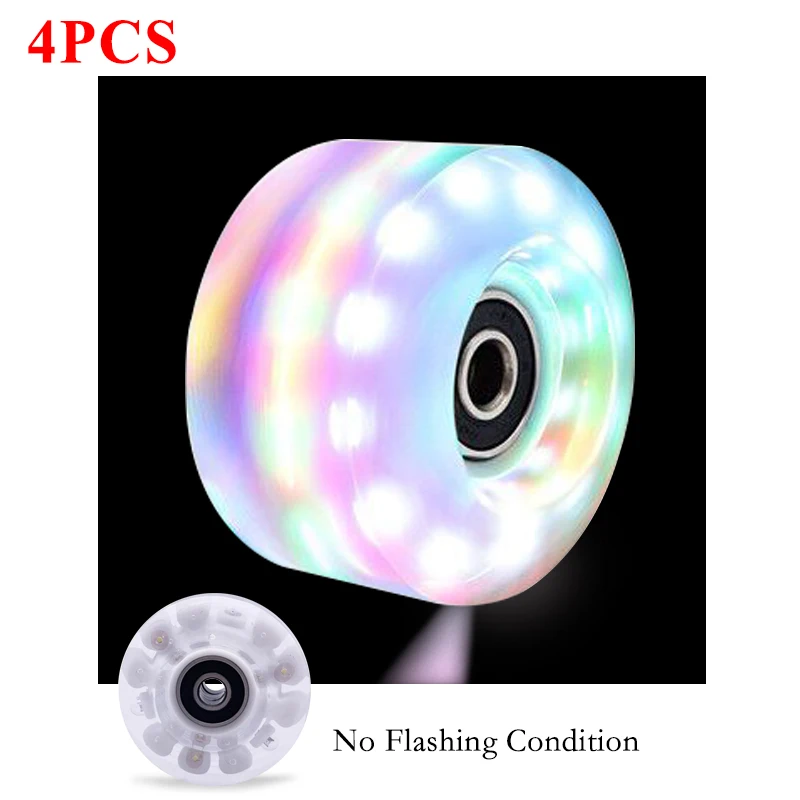 Led Light Up Wheels Suitable for Quad Roller Skates With Magnetic Core But Not Bearings Outdoor Skating Women Girl Sneaker 58x32