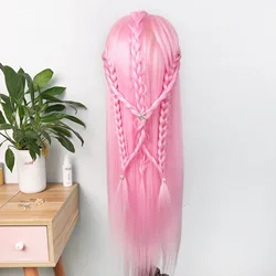 Training head with colorful hair 80cm very long synthetic hair for braiding hairstyle doll Head hairdressing head mannequin