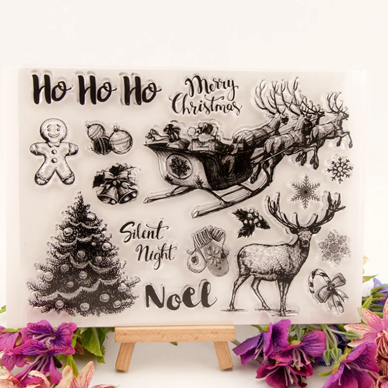 

1pc Christmas Deer Transparent Clear Silicone Stamp Seal Cutting DIY Scrapbook Rubber Coloring Embossing Diary Decor Reusable