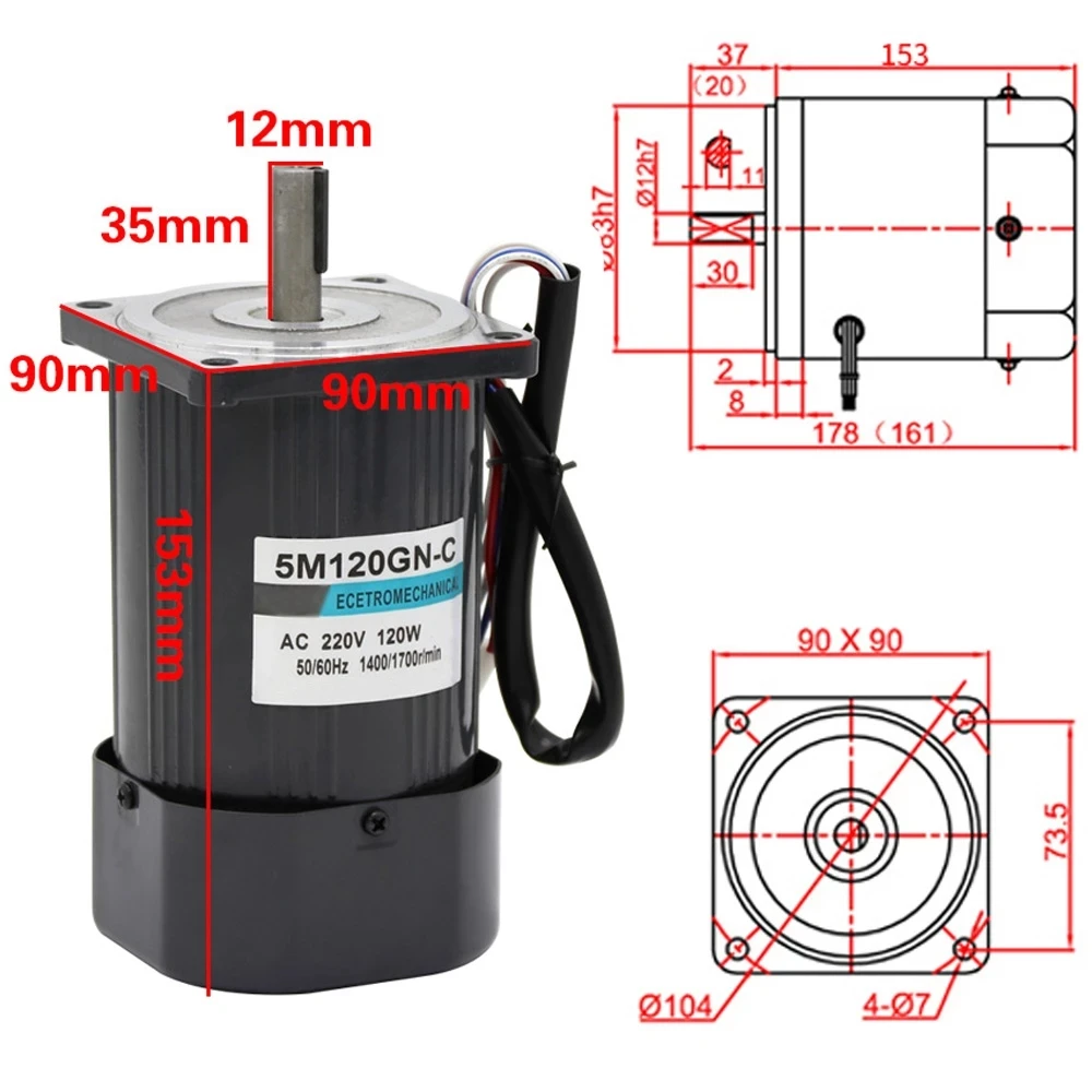 120W Single Phase 220V AC Motor High Speed 1400rpm 2800rpm Electric Motor Speed Control Forward Reverse High-End Smart Devices