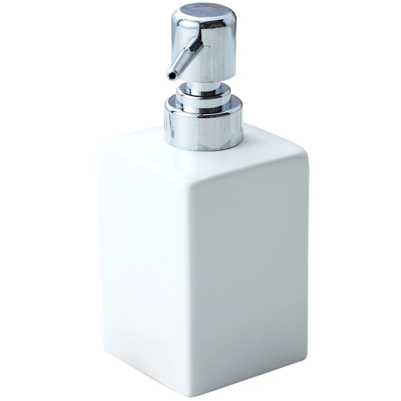 320ml Ceramic Emulsion Dispenser White Black Bottle Hotel Shower Gel Hand Sanitizer Bottle with Bamboo Tray for Kitchen