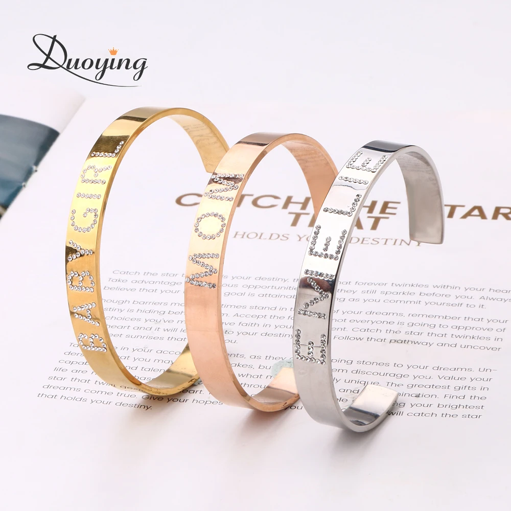 Duoying Name Bangle,Bar Bracelet,Custom Name Personalized Bracelets,Letter Name Bangle for Women Best Friend Gifts Christmas