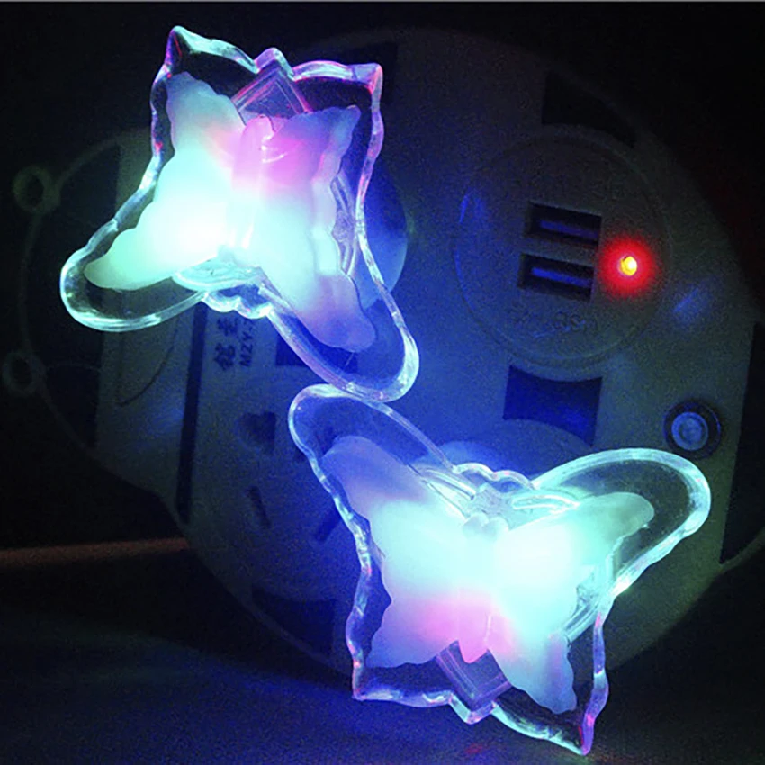 Plug-in Night Light for Kids Butterfly Shape Colorful Gradient LED Light Night Lighting for Baby Room, Bedroom, Bedside
