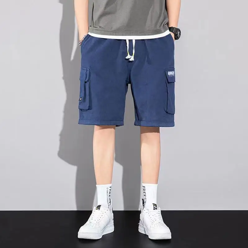 

M-8XL Men Oversized Summer Cargo Shorts Streetwear Multi-Pockets Casual Short Pants For Young Man Knee Length Straight Pants
