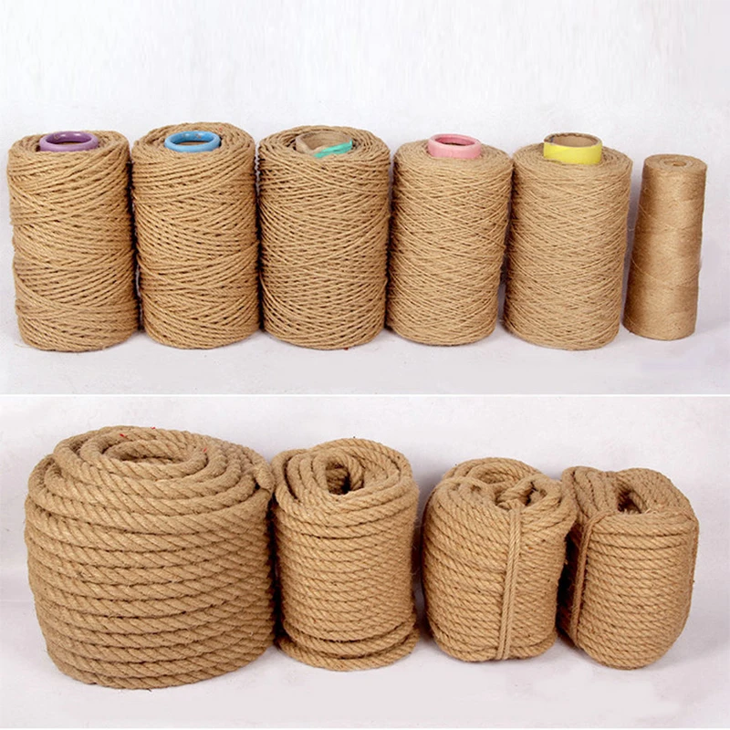 4/6/8/10mm Natural Jute Rope Twine Rope Hemp Twisted Cord Macrame String DIY Craft Handmade Decoration Cat Scratcher Rope