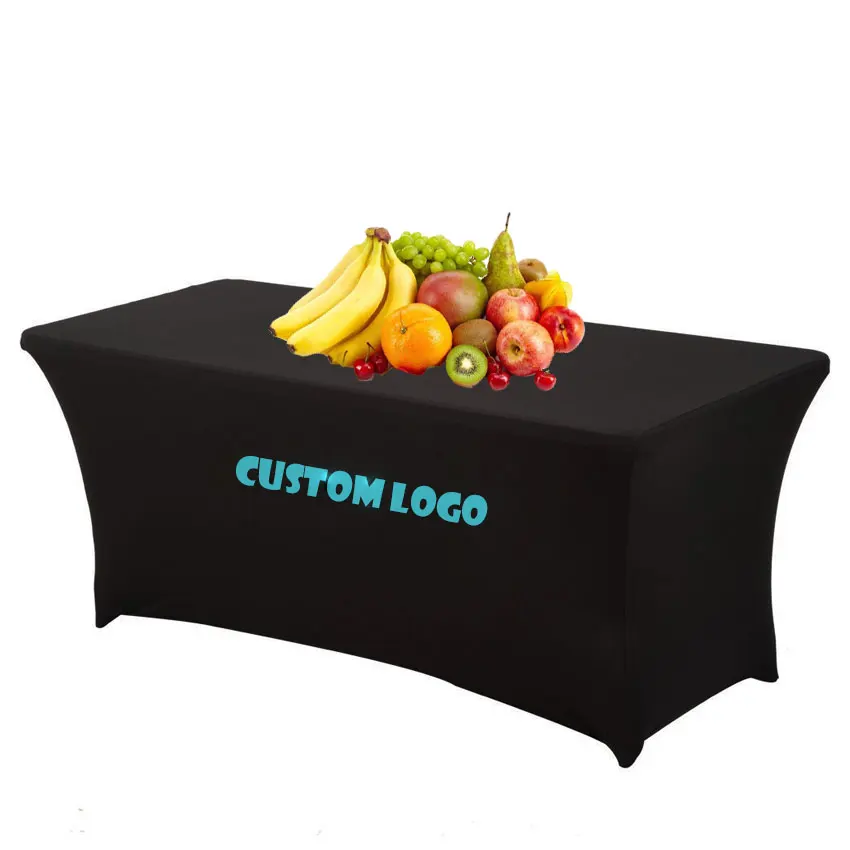 

Morning custom Logo table cover cloth 4ft 6ft 8ft advertising spandex tablecloth for trade show outdoor display