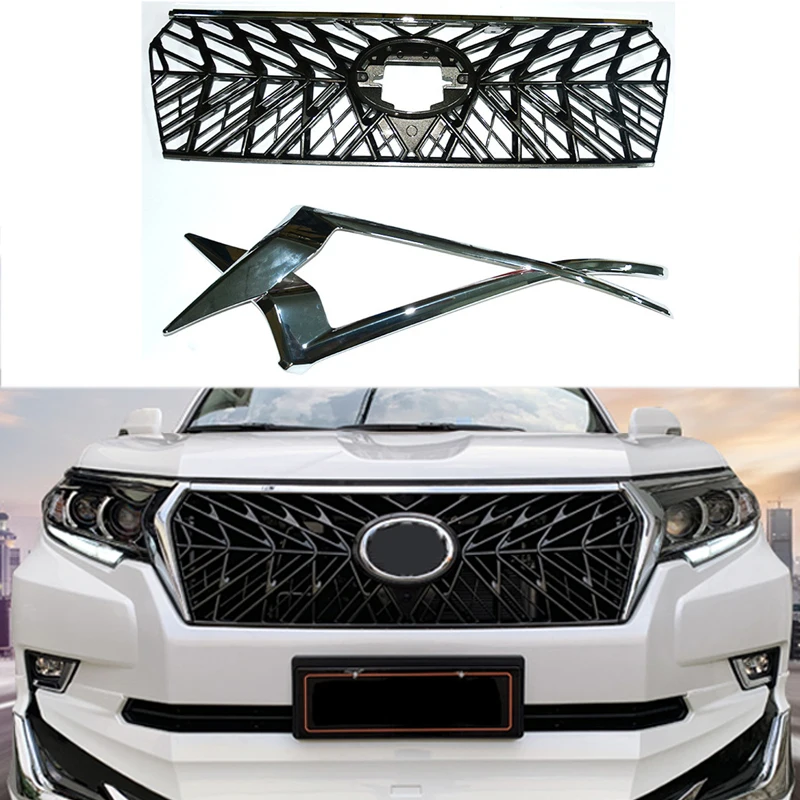 Modified For Prado Front Grill For Land Cruiser 150 Prado LC150 J150 2018 2019 2020 Front Racing Grills Cover Bumper Grilles