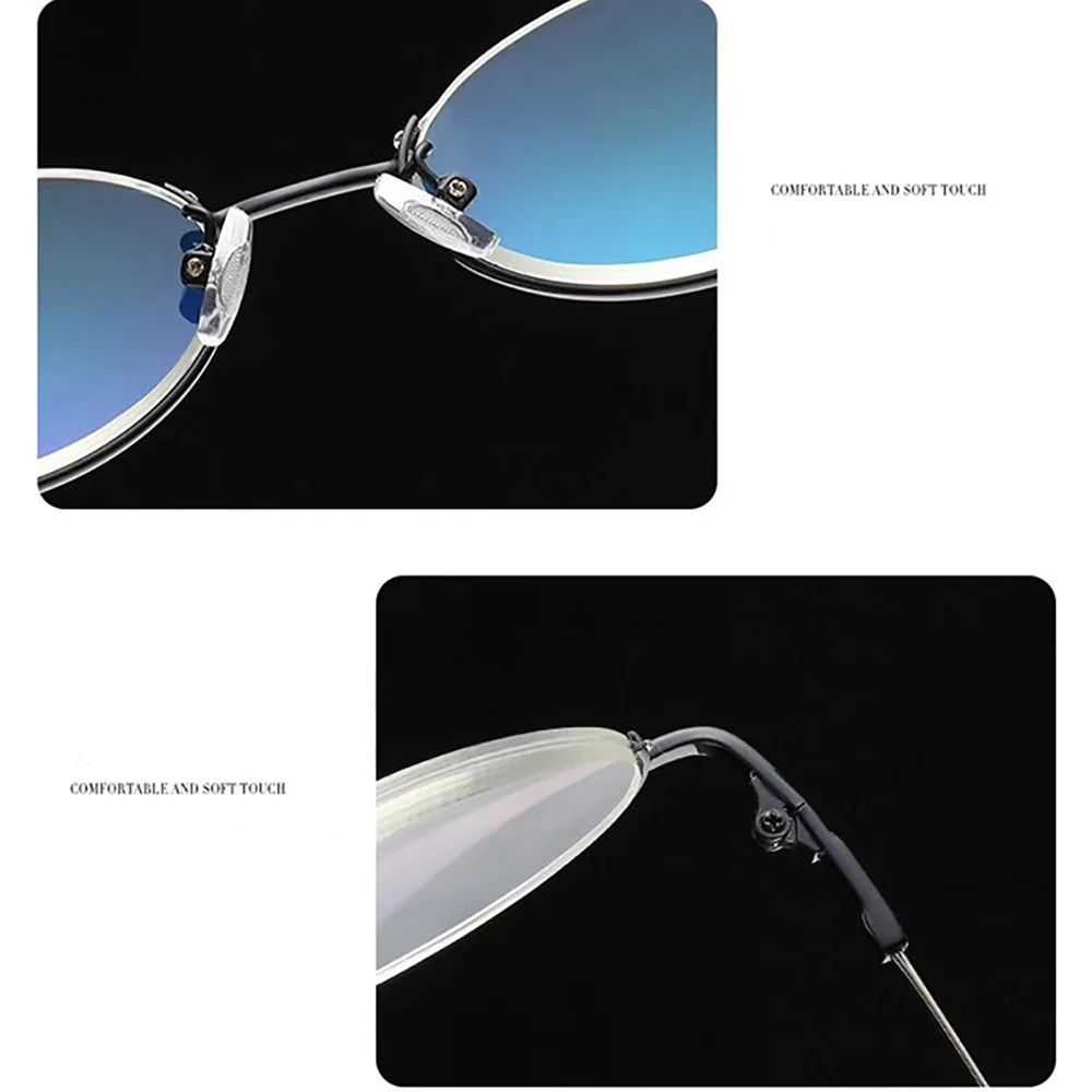 Retro Anti-Blau Licht Lesebrille Oval Design Halb Rahmen Hyperopie Brillen Runde Brille Männer Frauen Flexible Rahmen + 3,5 + 4 – Detail 6
