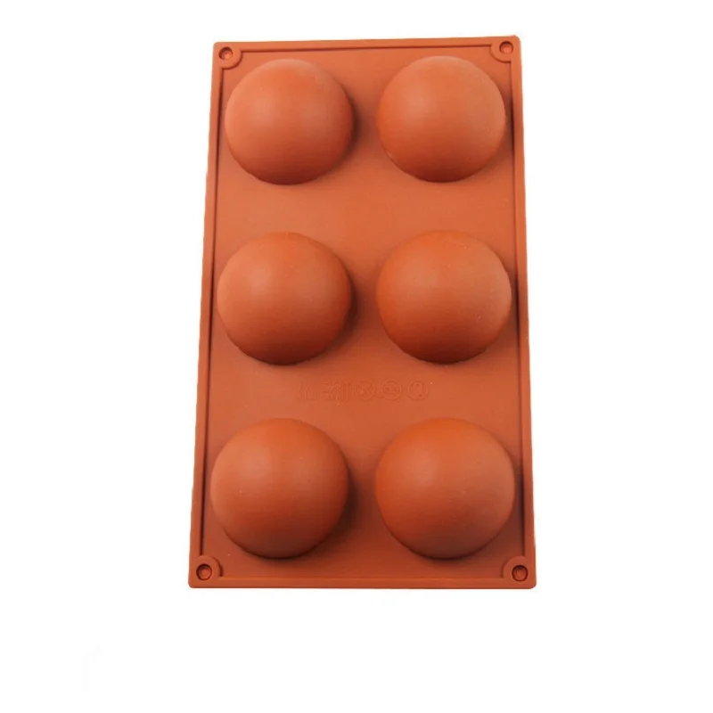 6 Holes Silicone  Mold For Chocolate, Cake, Jelly, Pudding, Handmade Soap, Round Shape Hot Sale Semicircle Mould