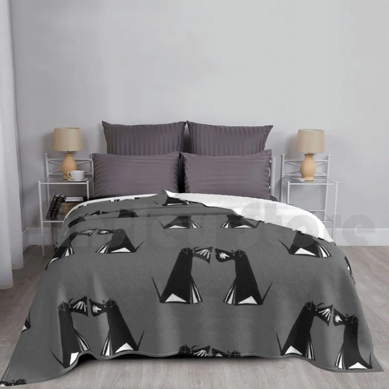 Schnauzer Bros Blanket For Sofa Bed Travel Schnauzer Dog Cheeky Cute Geometric Dogs Black And Silver