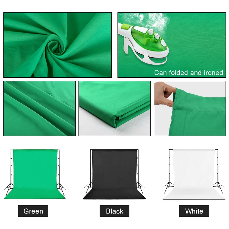 2.6*3M Photography Background Stand with 3*4M Chromakey Backdrops and clips,Photo Studio Support System Frame for Chroma Video