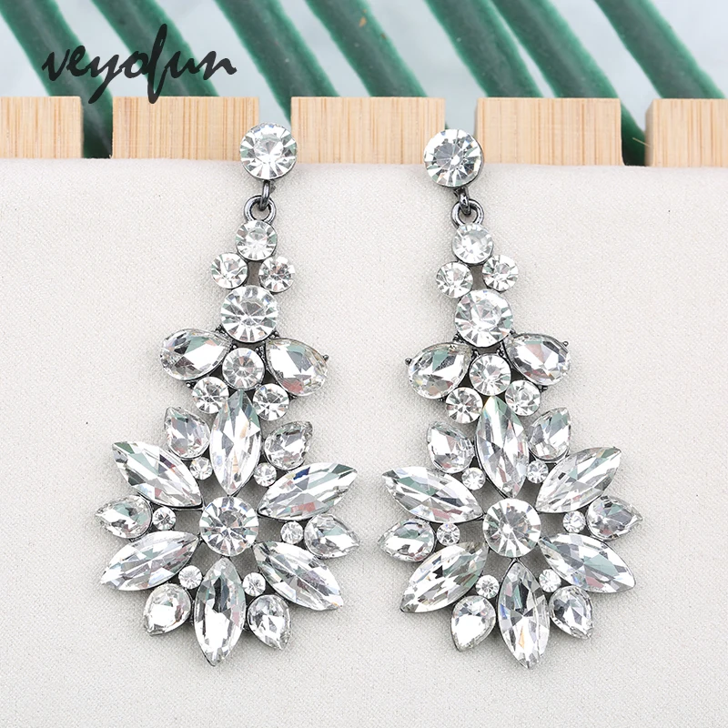 Veyofun Luxury Big Crystal Drop Earrings Wedding Dangle Earrings Fashion Jewelry for Women Gift Wholesale