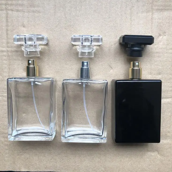 

New Type 100ml Square Empty Transparent Black Essential oil Perfume Bottle With Fine Mist Spray for Aromatherapy Cosmetic SN320