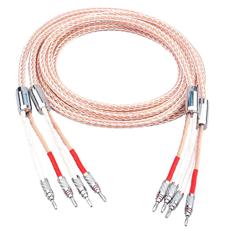 HiFi 8TC 7N OCC Pure  copper Speaker cable hifi audio speaker wire loudspeaker cable 8TC Speaker cable with Banana