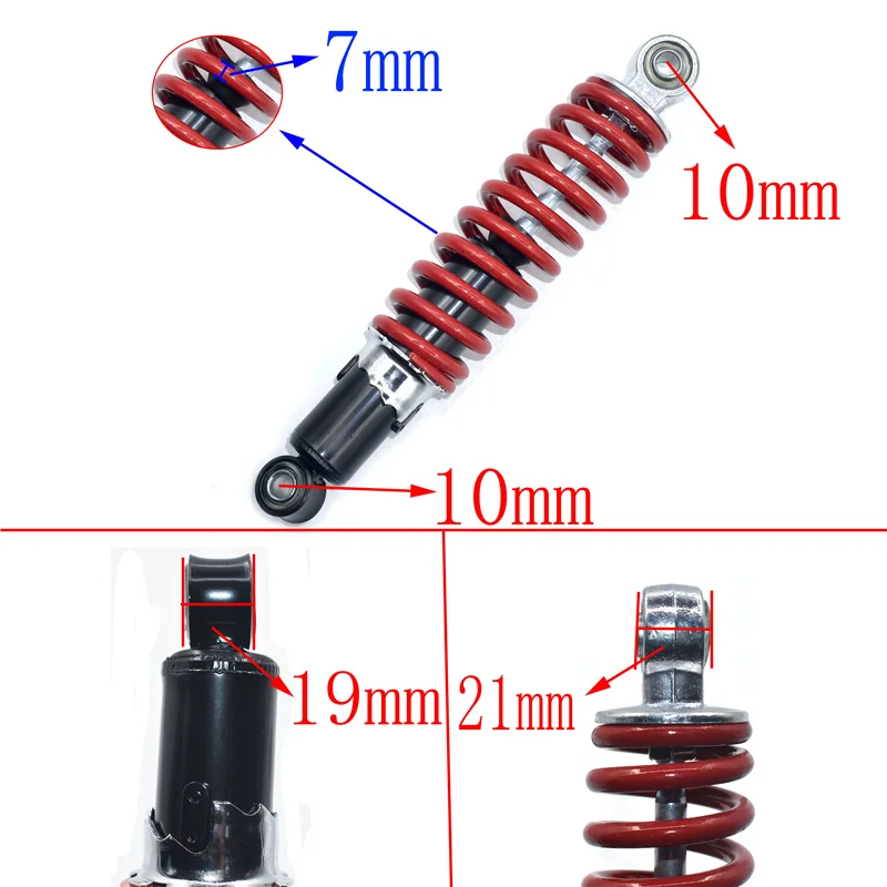Aluminum Shock Absorber Rear Suspension 250mm Spring 7mm For Motorcycle 50cc 70 90 110 125cc Dirt Pit Bike ATV Go Kart