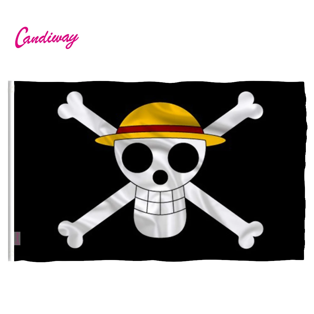 Wave 90*60CM straw hat pirates trumpet banner of custom props COSPLAY animation around wholesale pirates flag  NN127