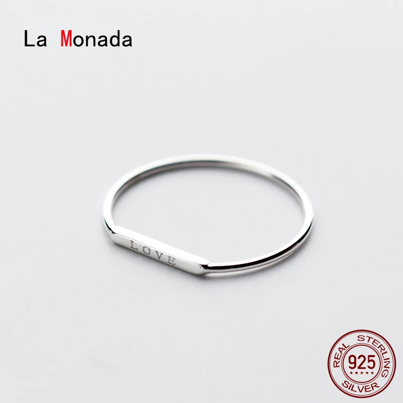 La Monada Finger Women Ring 925 Sterling Silver Love Letter Minimalist Rings For Women 925 Silver Fine In Jewerly Rings Woman