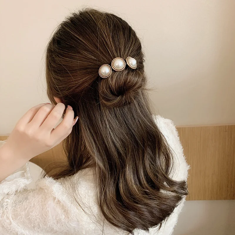 Lazo de red de hilo para niña y mujer, accesorios para el cabello, lazo, Bola de perla, anillo de hierro para el pelo, bandas elásticas para el pelo, accesorios para la cabeza 2022