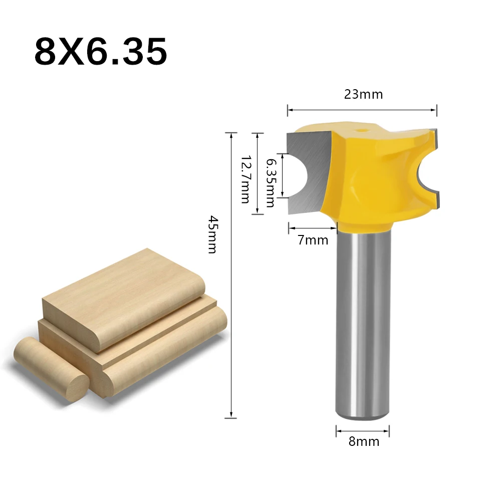 1Pc Bullnose Router Bit Set C3 Carbide Tipped 8mm\