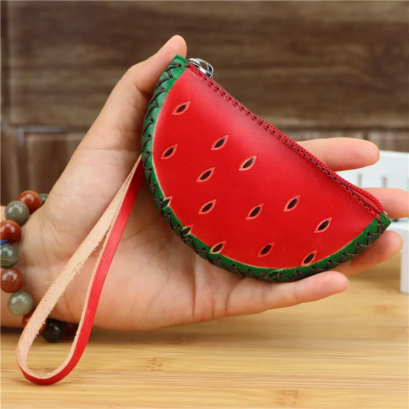 

Leather creative watermelon coin purse bag children animal cute cartoon hand carrying fruit bag key bag birthday gift