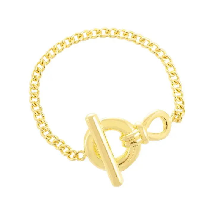 yellow Gold Color Plating Chain Shape RING Unisex Vintage Gothic Chunky Midi Ring Antique Jewelry Accessory