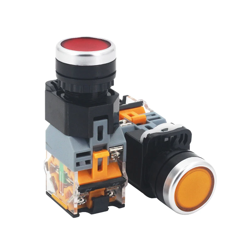 1pcs LA38 Button Switch Self-locking Start Power Switch Self-reset Button 22MM with LED light 12V24V220V Red/green/blue/white