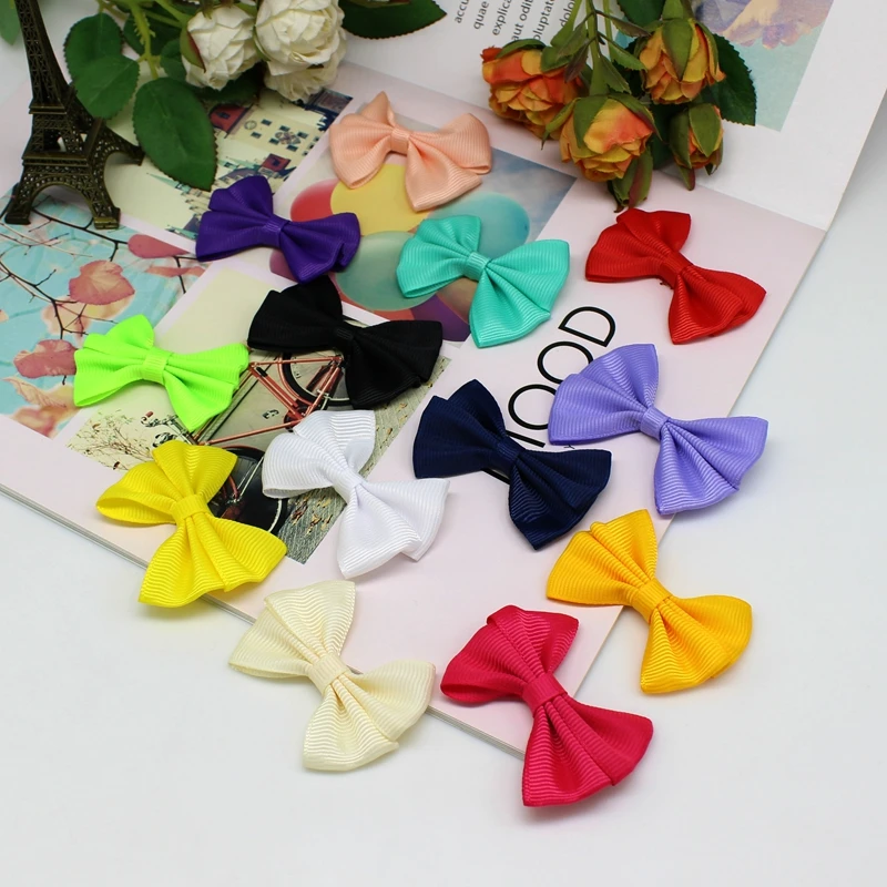10/20Pcs 5cm Satin Ribbon Bow Tie Ribbon Flower Patches for DIY Headwear Bowknot Hair Clips Wedding Decoration Tie