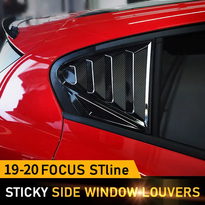 For Ford Focus ST-LINE MK4 Window Side Louvers Vent Hatchback 2019 2020 Car Accessories ABS Trim Frame Carbon Fiber Style 2021+