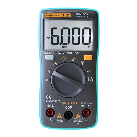 102 Multimeter 6000 Counts Backlit AC/DC Ammeter Voltmeter Ohm Frequency Diode Temperature RM101 RICHMETERS