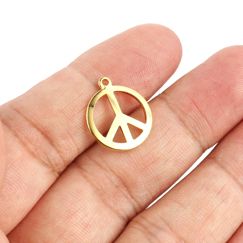 20pcs Stainless Steel Charms Peace Sign Pendants Jewelry Making Supplies DIY Handmade Bracelets Necklace Accessories