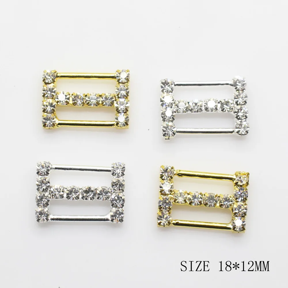 New 10Pcs/Lot Rectangle rhinestones buckles wedding invitation Diamond buckle Diy crystal decoration Hair  Ribbon Accessorie