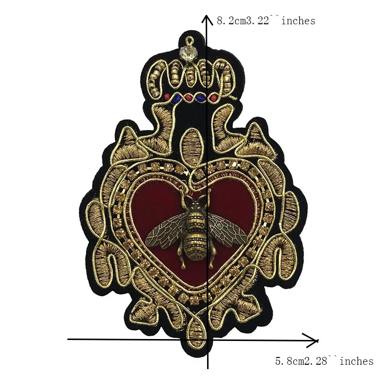1 zestaw grzywny mody szczoteczka haftowane zroszony korona metalowe łaty pszczół DIY odznaki do dekoracji odzieży