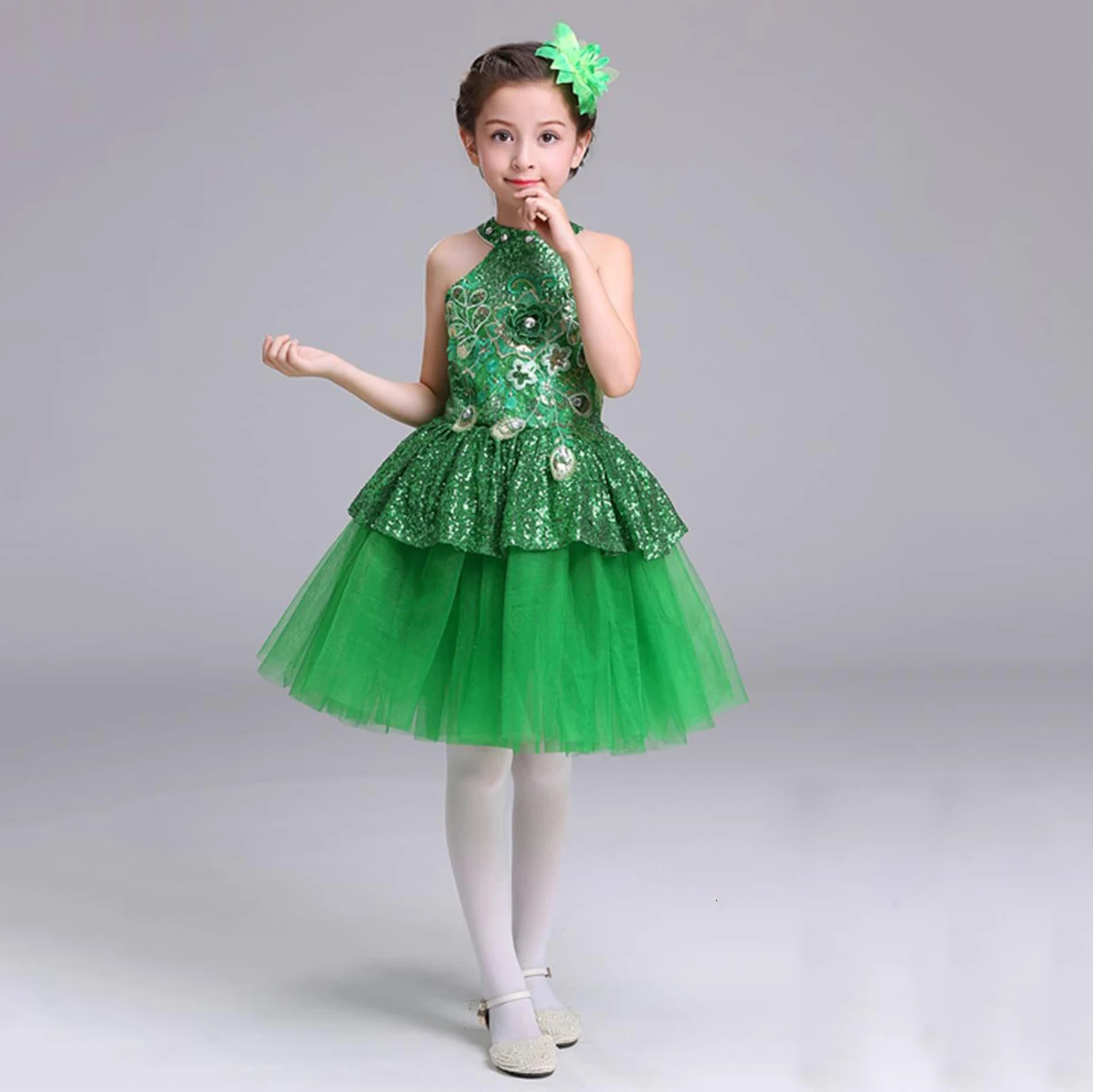 New Toddler Girls Christmas Clothes Princess St Patrick's Day Green Yellow Hot Pink Blue Kids Party Pageant Dresses for Girls