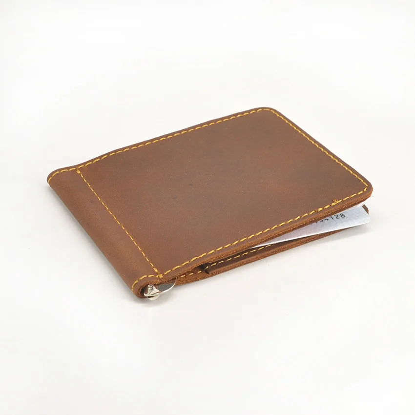 Handmade Genuine Leather Mens Money Clip Wallet with Card Holder Money Holder Wallet Vintage Mens Wallet Clip Bill Holder